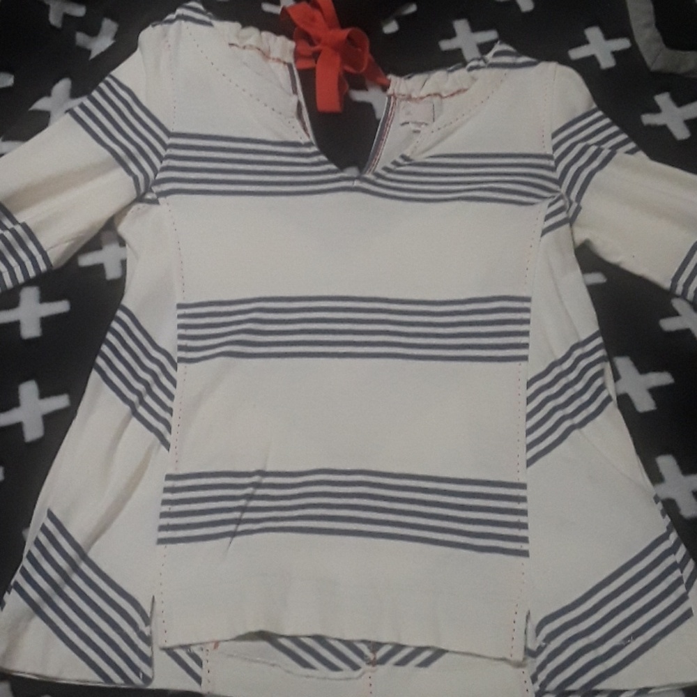 Anthropologie Striped top with bow detail
